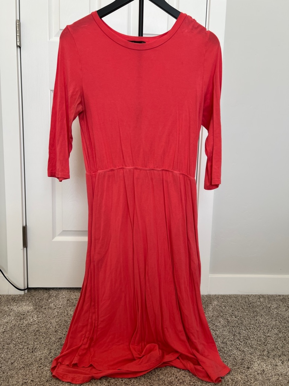 Girls Red Cotton Jersey Dress - Casual Everyday